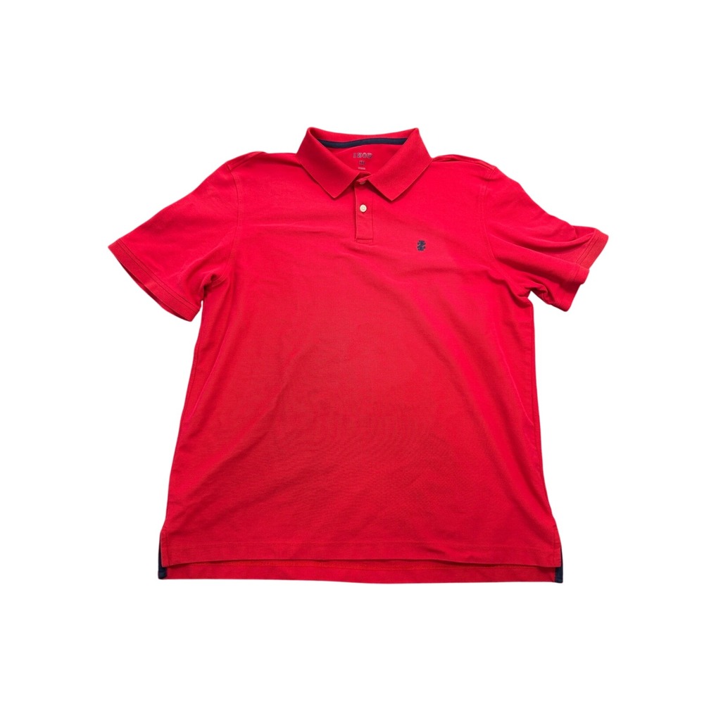 IZOD Pique Polo Shirt Mens XXL Red Short Sleeve Crest Logo Contrast Trim Sport